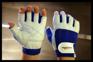 Blue and White Pro-Spandex Gloves