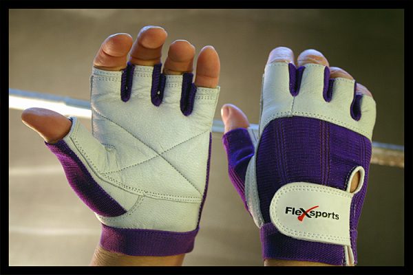 Purple and White Pro-Spandex Gloves